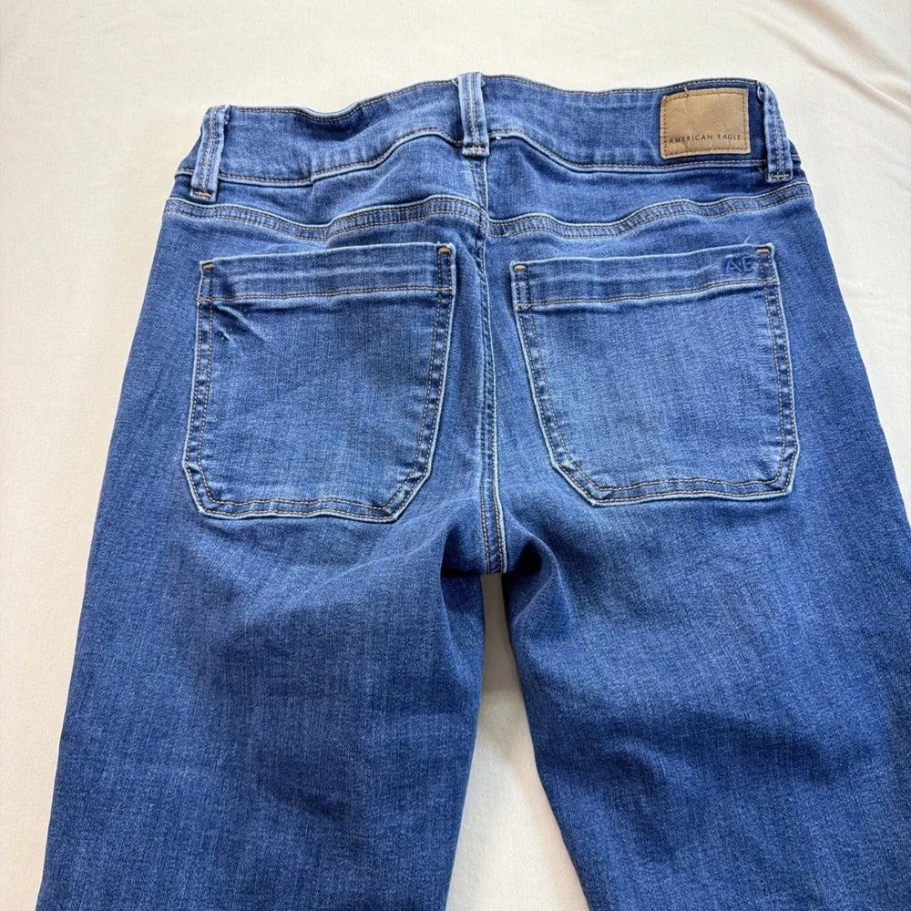 American Eagle Womens Blue Jeans Size 4 Short Artist Crop Next Level Stretch
